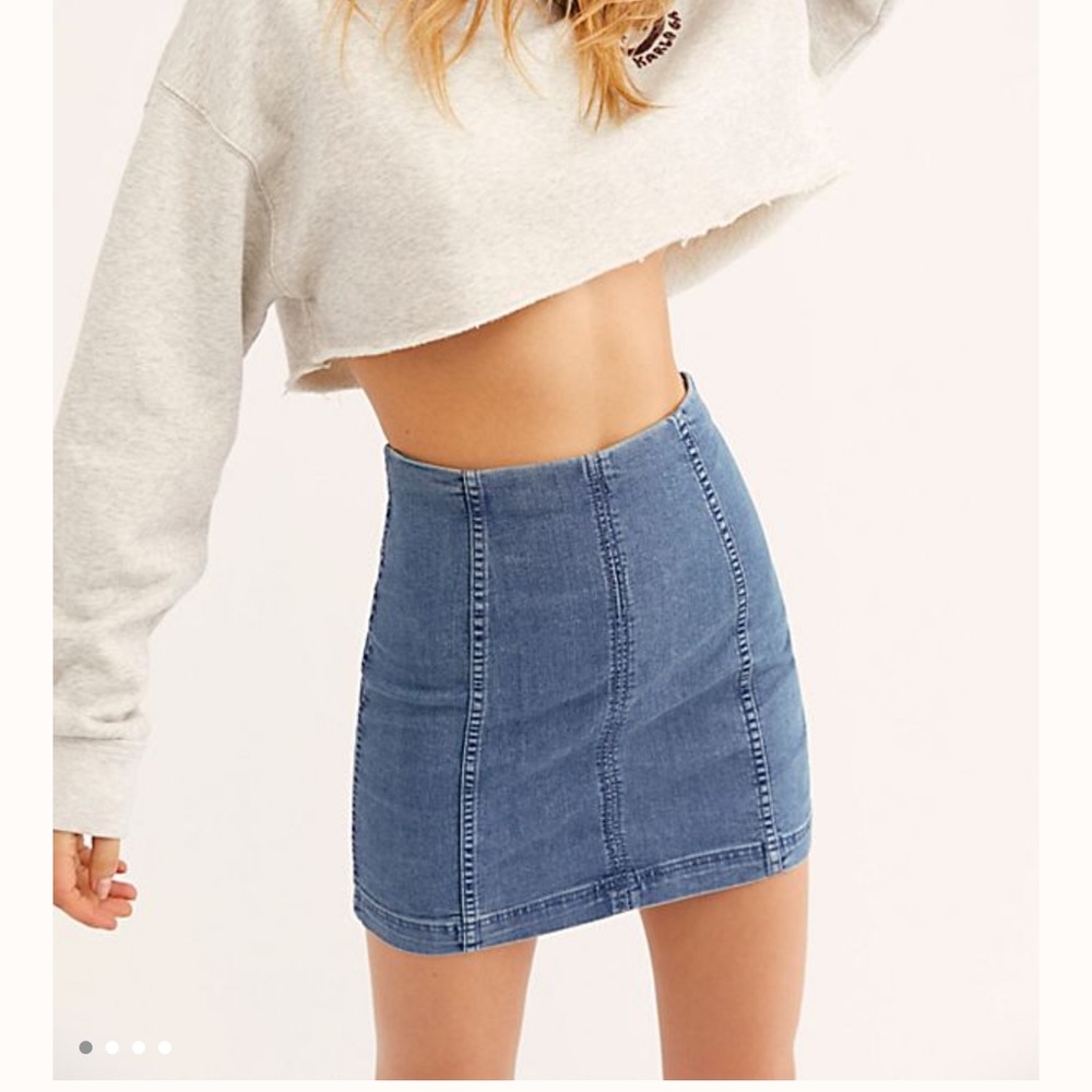 Free People Modern Femme Dark Blue Jean Skirt